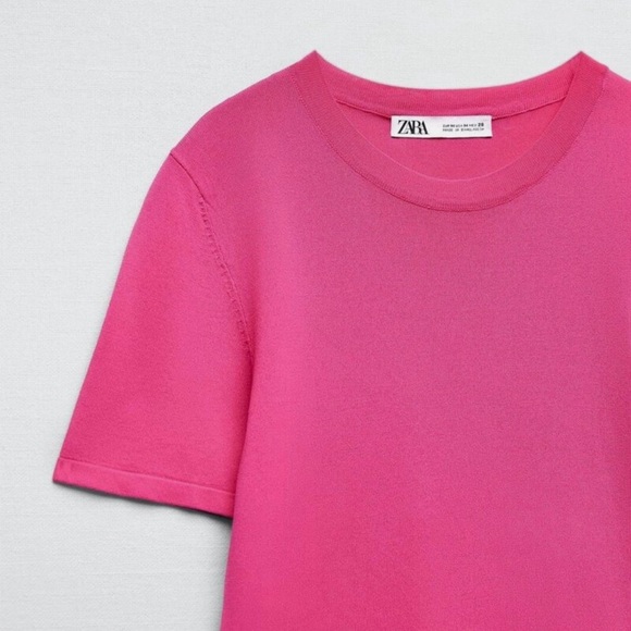 Zara NWOT Extra Fine Knit Top Fuschia - Picture 4 of 4